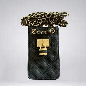 Black and Gold Lock Shoulder Purse